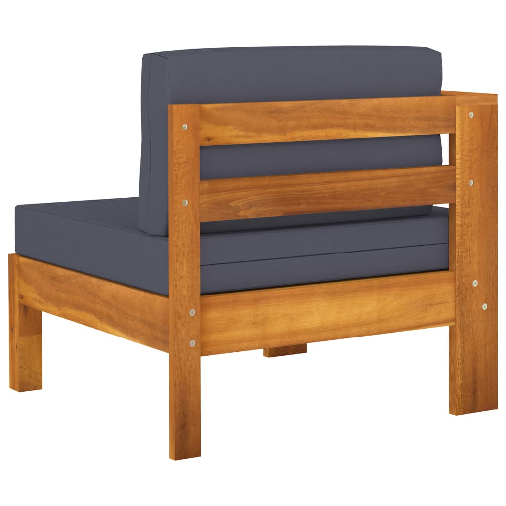 Wooden Lounge Set Dark Grey Solid Acacia Wood Large Durable
