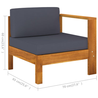 Wooden Lounge Set Dark Grey Solid Acacia Wood Large Durable