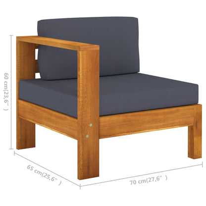 Wooden Lounge Set Dark Grey Solid Acacia Wood Large Durable
