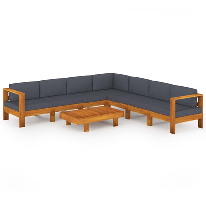Wooden Lounge Set Dark Grey Solid Acacia wood Modular