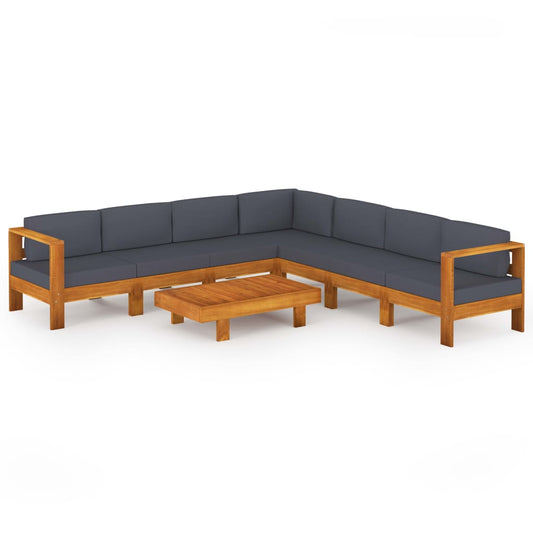 Wooden Lounge Set Dark Grey Solid Acacia wood Modular