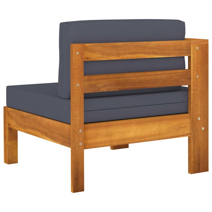 Wooden Lounge Set Dark grey Solid acacia wood, polyester fabric