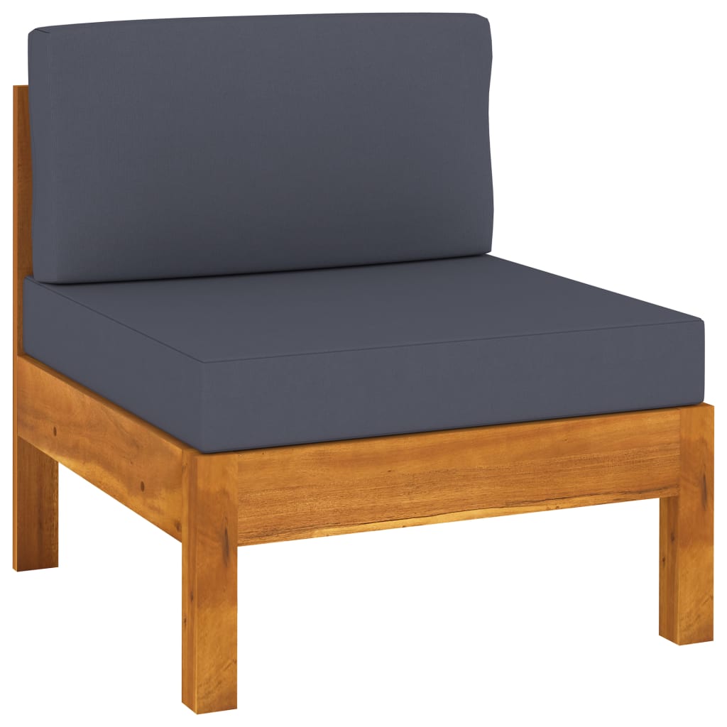 Wooden Lounge Set Dark grey Solid acacia wood, polyester fabric
