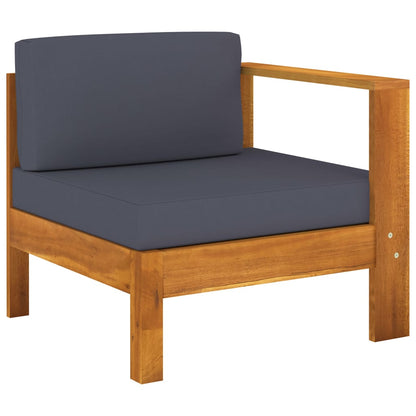 Wooden Lounge Set Dark grey Solid acacia wood, polyester fabric
