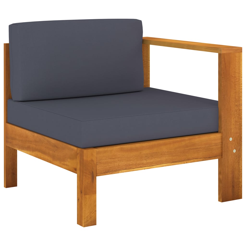 Wooden Lounge Set Dark grey Solid acacia wood, polyester fabric