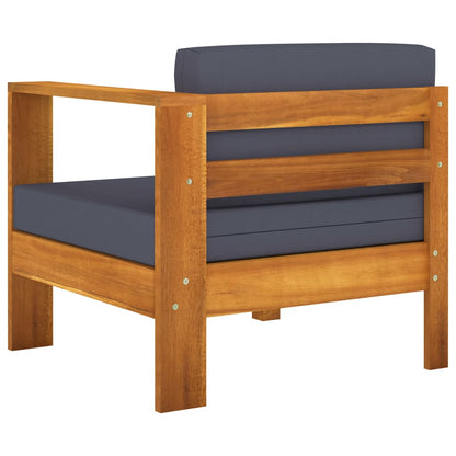 Wooden Lounge Set Dark grey Solid acacia wood, polyester fabric
