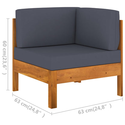 Wooden Lounge Set Dark grey Solid acacia wood, polyester fabric