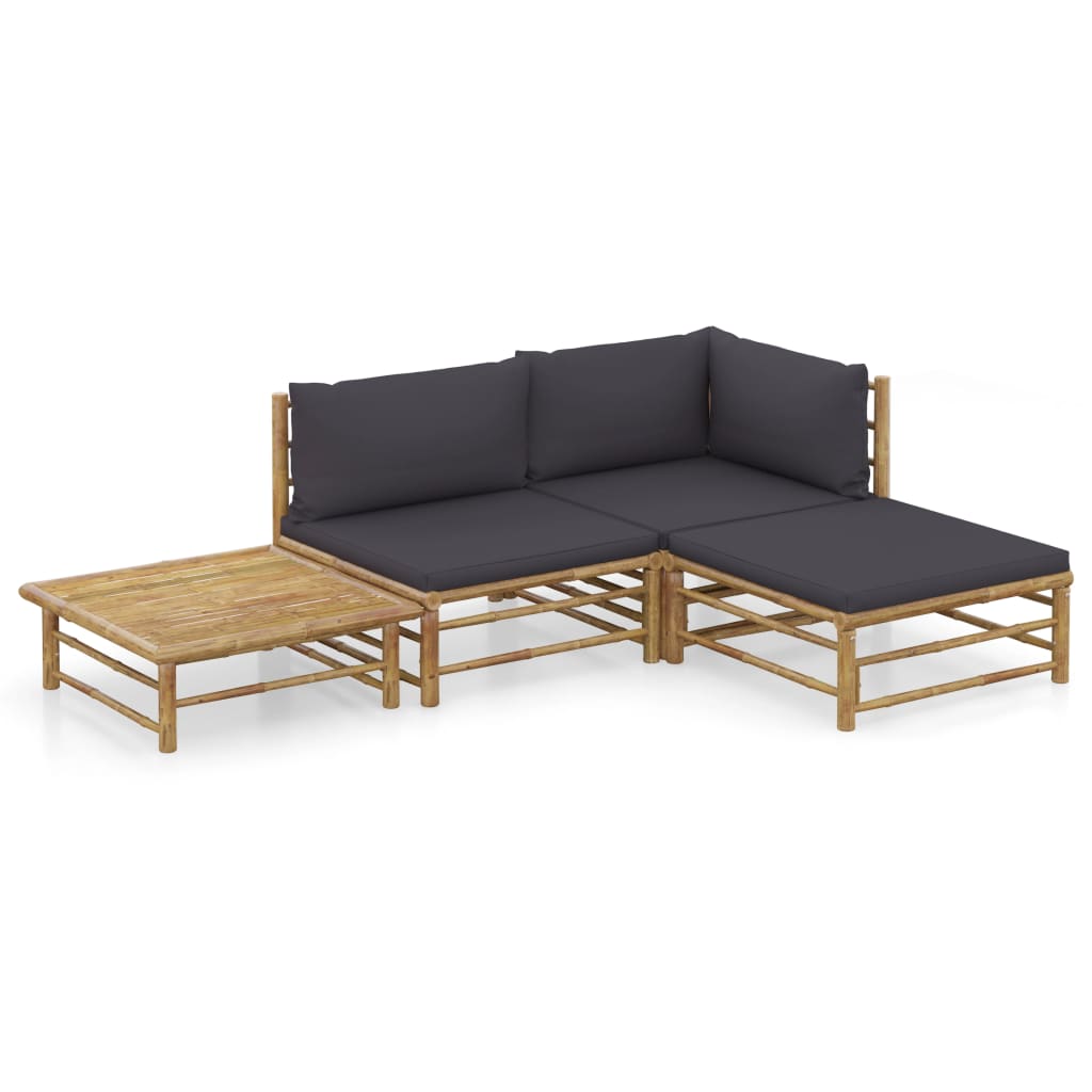 Garden Lounge Set Dark Grey Bamboo Medium Modular