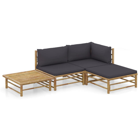 Garden Lounge Set Dark Grey Bamboo Medium Modular