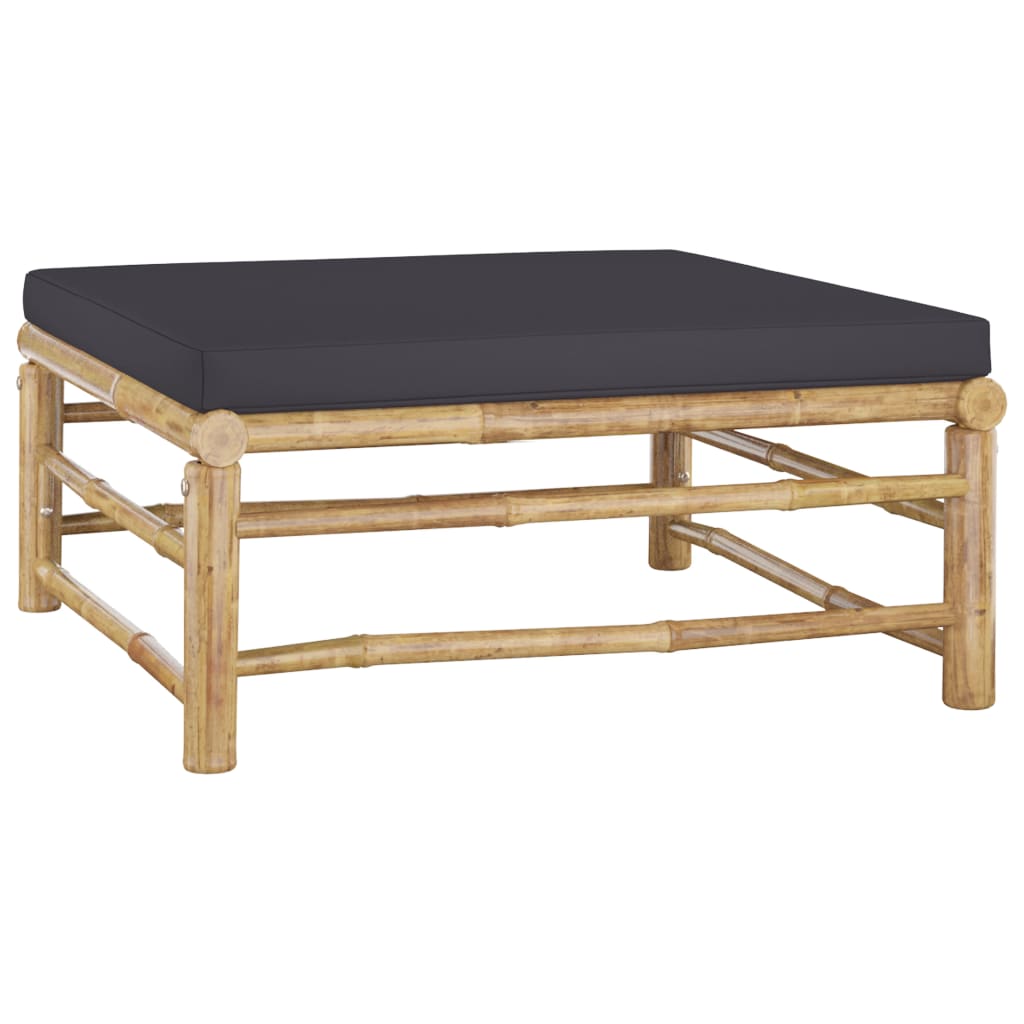 Garden Lounge Set Dark Grey Bamboo, Fabric (100% polyester) Medium