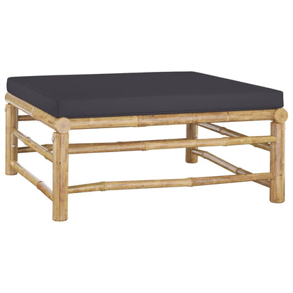 Garden Lounge Set Dark Grey Bamboo, Fabric (100% polyester) Medium