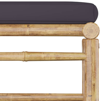 Garden Lounge Set Dark Grey Bamboo, Fabric (100% polyester) Medium