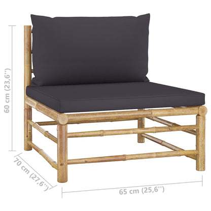 Garden Lounge Set Dark Grey Bamboo, Polyester Medium Modular