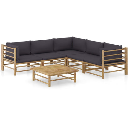 Garden Lounge Set Dark Grey Bamboo Large Modular