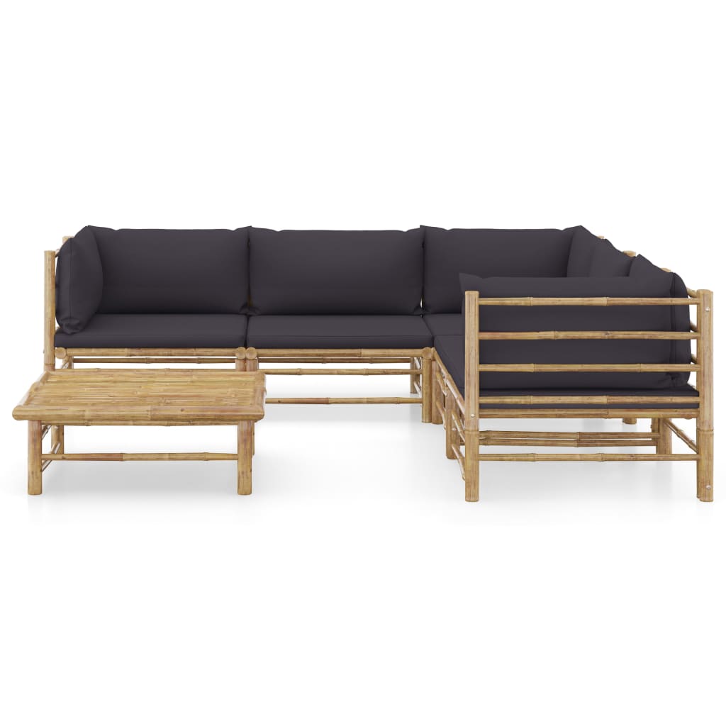 Garden Lounge Set Dark Grey Bamboo Large Modular
