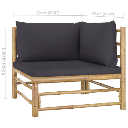 Garden Lounge Set Dark Grey Bamboo, Polyester 10 Piece Set
