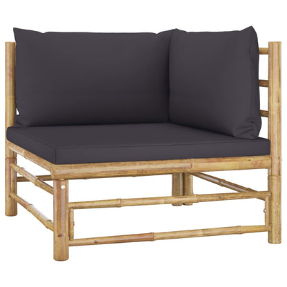 Garden Lounge Set Dark Grey Bamboo, Polyester 10 Piece Set