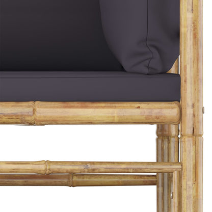 Garden Lounge Set Dark Grey Bamboo, Polyester 10 Piece Set
