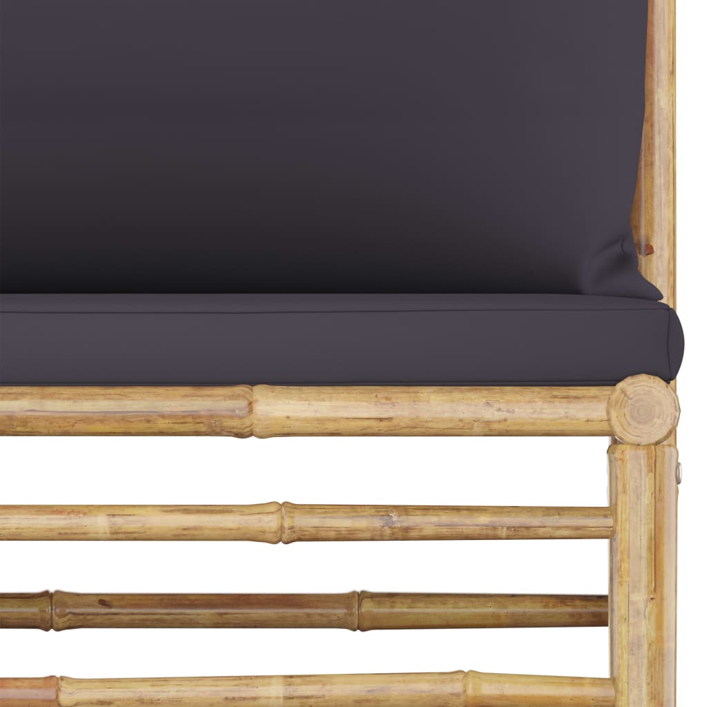 Garden Lounge Set Dark Grey Bamboo, Polyester 10 Piece Set