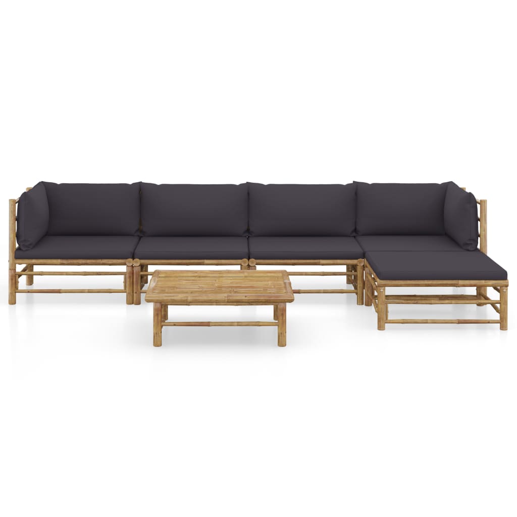 Garden Lounge Set Dark Grey Bamboo Medium Modular