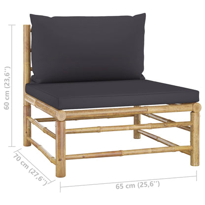 Garden Lounge Set Dark Grey Bamboo Medium Modular