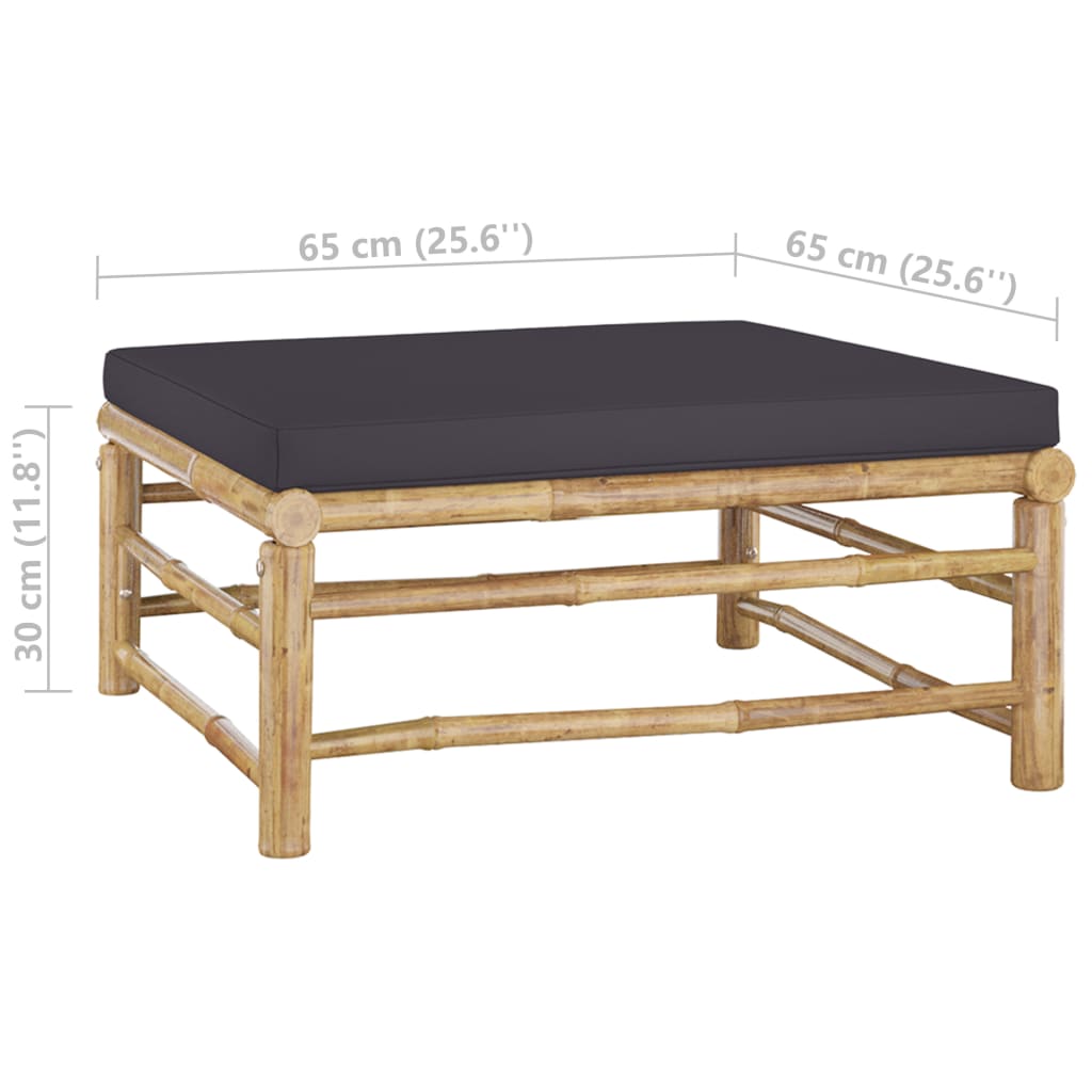 Garden Lounge Set Dark Grey Bamboo Medium Modular