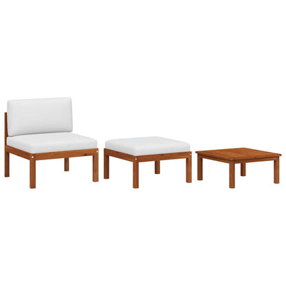 Garden Lounge Set Cream White, Black Solid Acacia Wood, Rope Medium