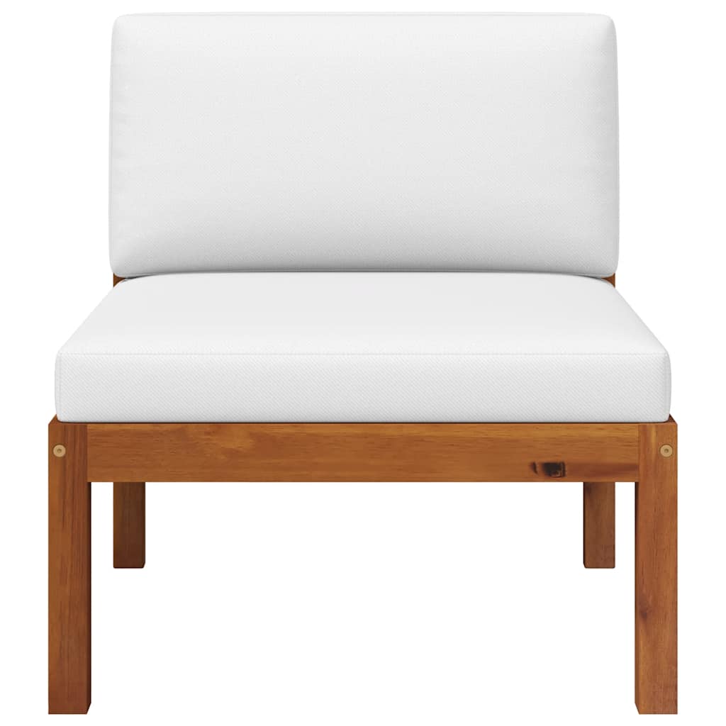 Garden Lounge Set Cream White, Black Solid Acacia Wood, Rope Medium