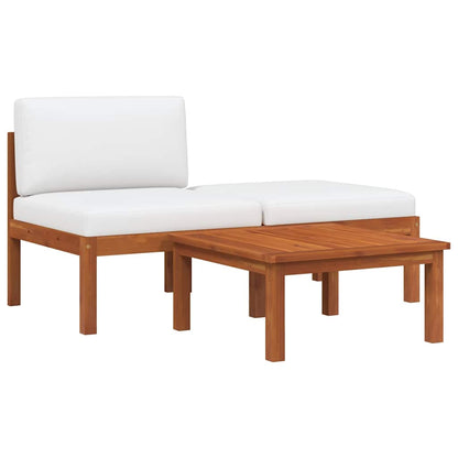 Garden Lounge Set Cream White, Black Solid Acacia Wood, Rope Medium