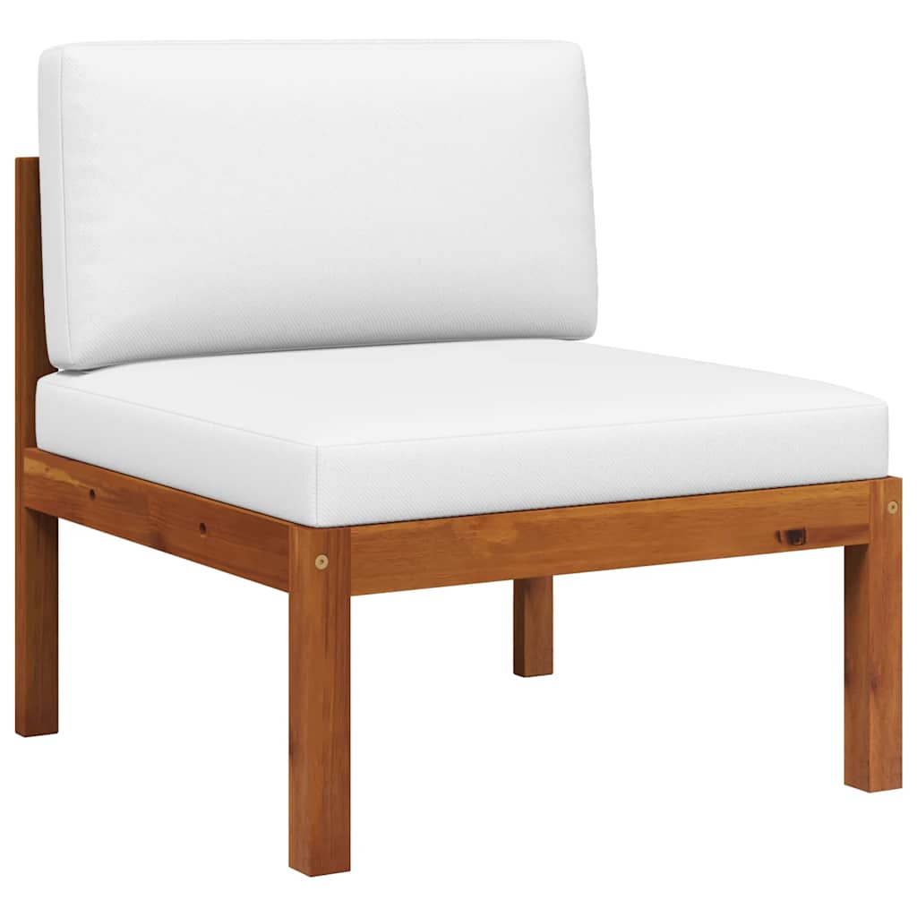 Garden Lounge Set Cream White, Black Solid Acacia Wood, Rope Medium