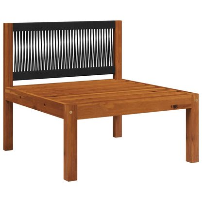 Garden Lounge Set Cream White, Black Solid Acacia Wood, Rope Medium
