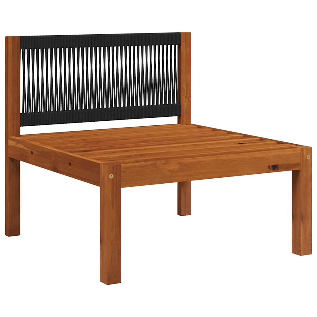 Garden Lounge Set Cream White, Black Solid Acacia Wood, Rope Medium