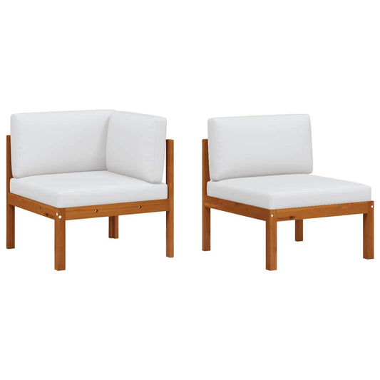Garden Lounge Set Cream White, Black Solid Acacia Wood, Rope Medium