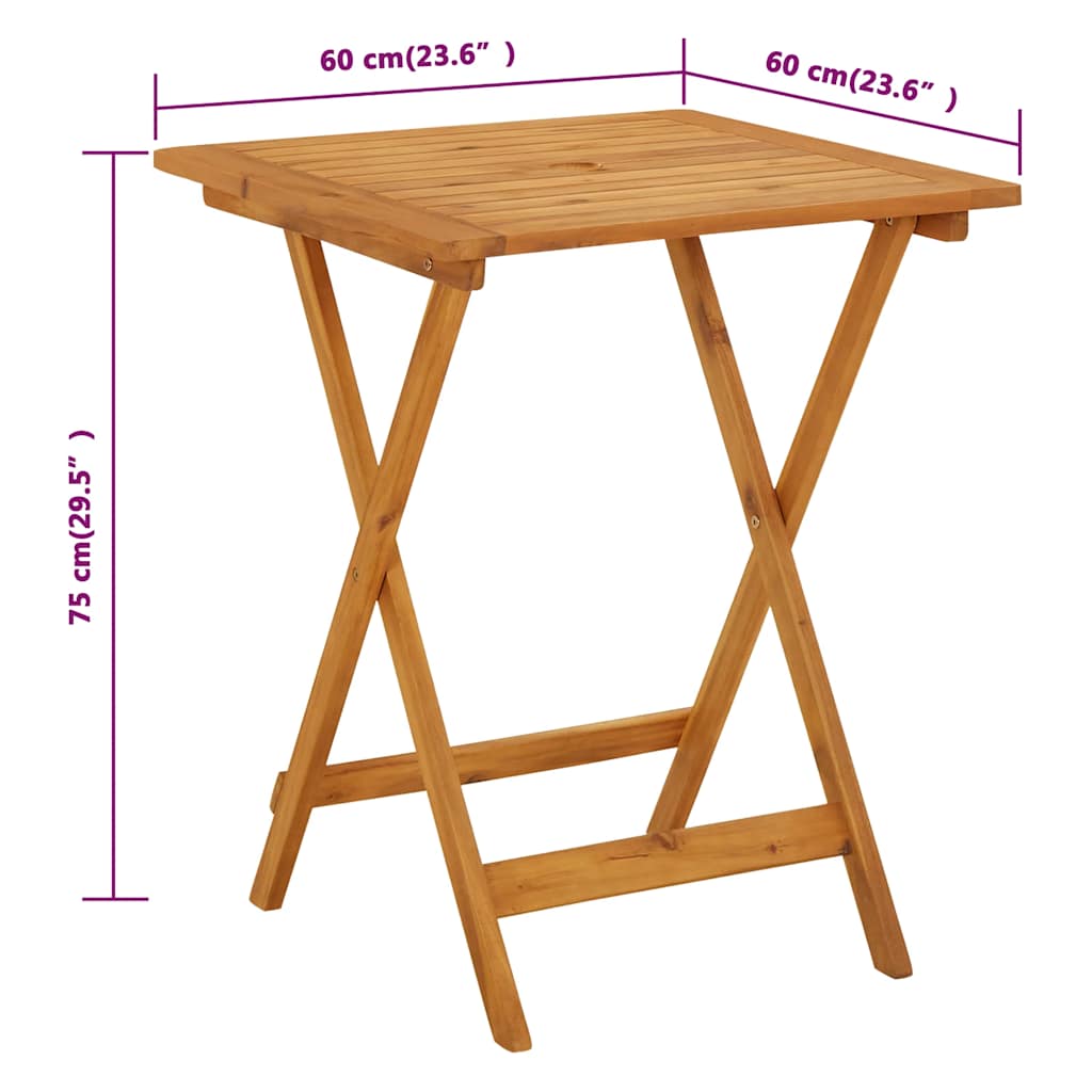 Garden Table Natural wood Solid acacia wood Small Foldable