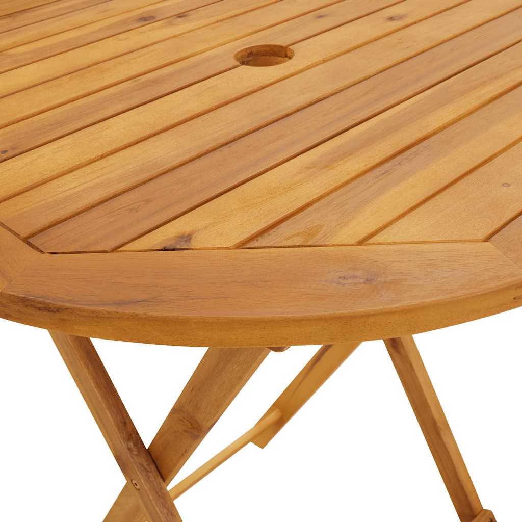 Garden Table Natural Solid Acacia Wood Medium Foldable