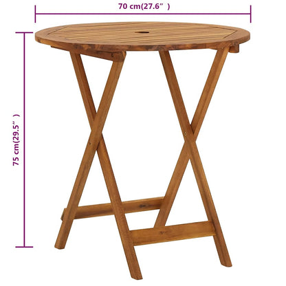 Garden Table Natural Solid Acacia Wood Medium Foldable