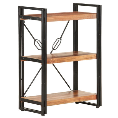 Bookcase Natural Wood Solid Acacia Wood, Powder-Coated Steel Medium