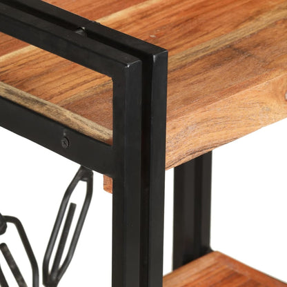 Bookcase Natural Wood Solid Acacia Wood, Powder-Coated Steel Medium