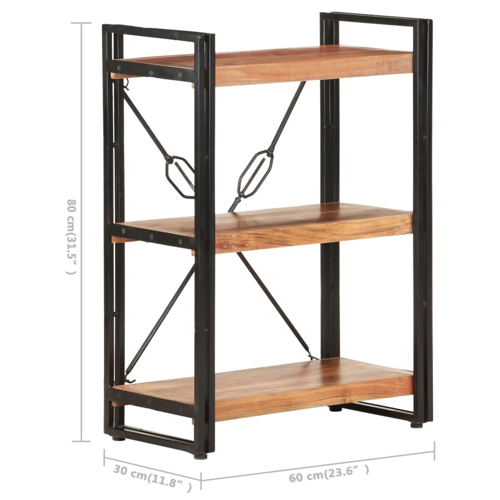 Bookcase Natural Wood Solid Acacia Wood, Powder-Coated Steel Medium