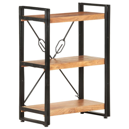 Bookcase Natural Wood Solid Acacia Wood, Powder-Coated Steel Medium