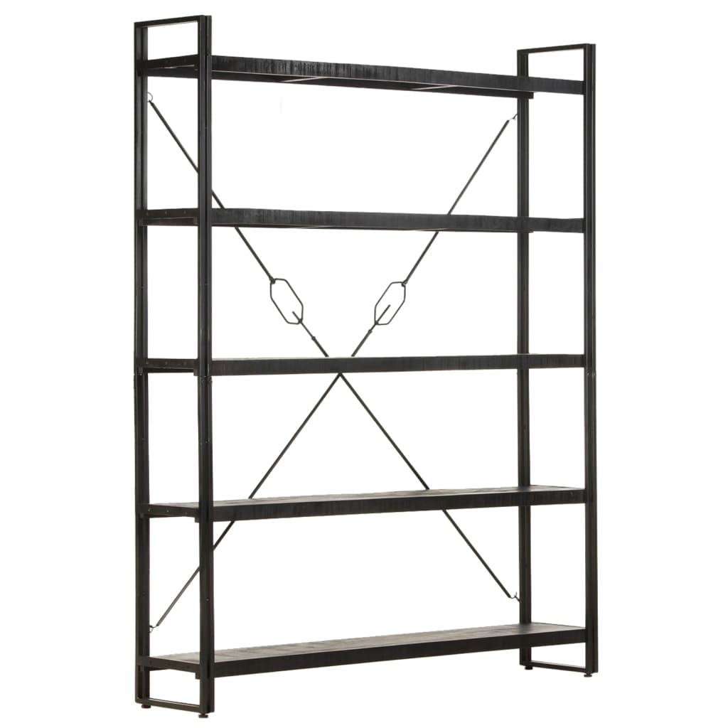 Bookcase Black Solid mango wood, Powder-coated steel