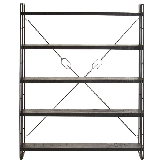 Bookcase Black Solid mango wood, Powder-coated steel
