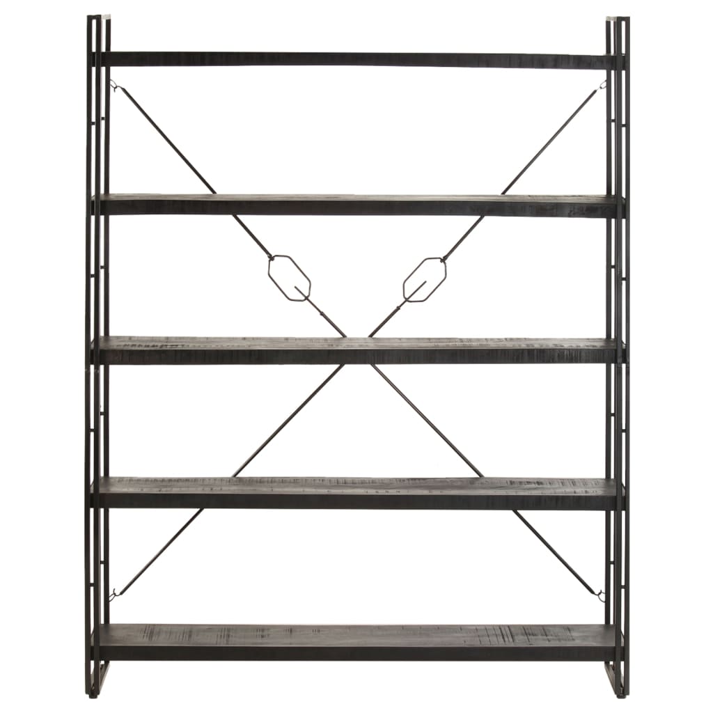Bookcase Black Solid mango wood, Powder-coated steel