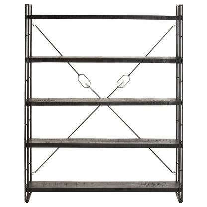 Bookcase Black Solid mango wood, Powder-coated steel