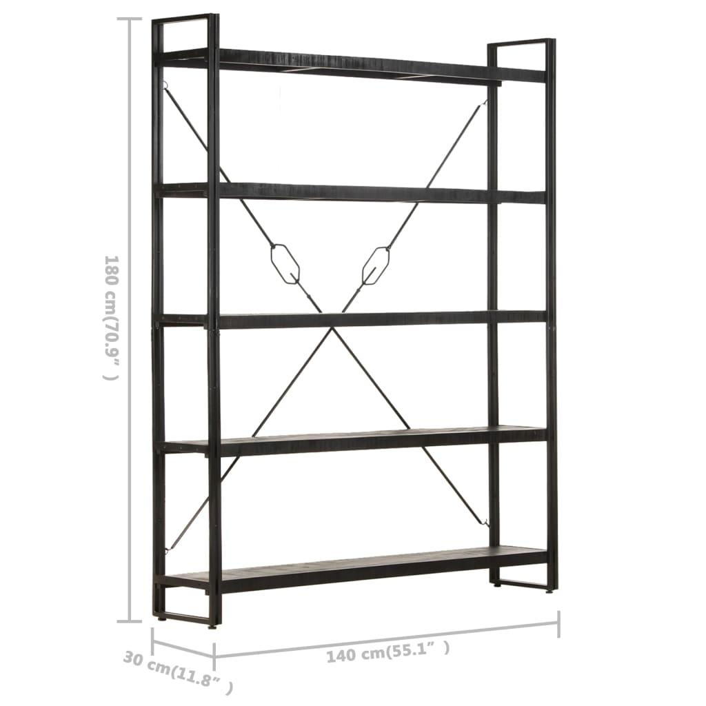 Bookcase Black Solid mango wood, Powder-coated steel