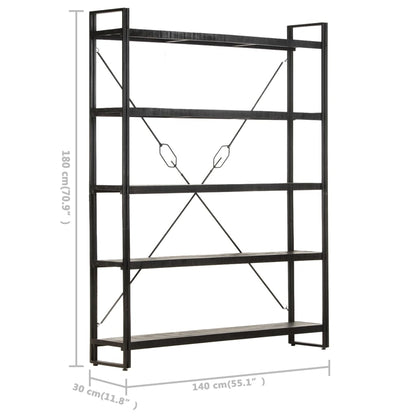 Bookcase Black Solid mango wood, Powder-coated steel