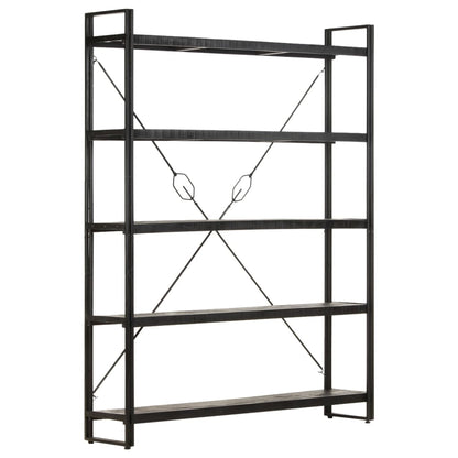 Bookcase Black Solid mango wood, Powder-coated steel
