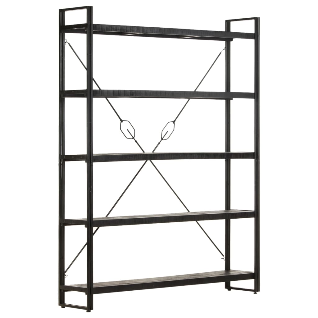 Bookcase Black Solid mango wood, Powder-coated steel