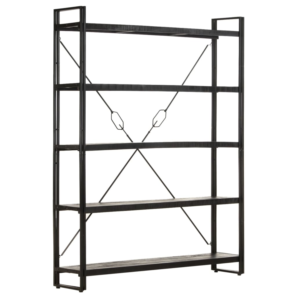 Bookcase Black Solid mango wood, Powder-coated steel