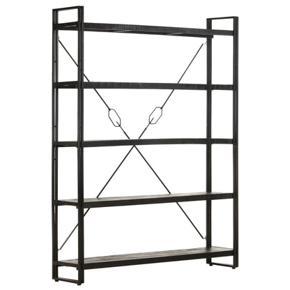 Bookcase Black Solid mango wood, Powder-coated steel